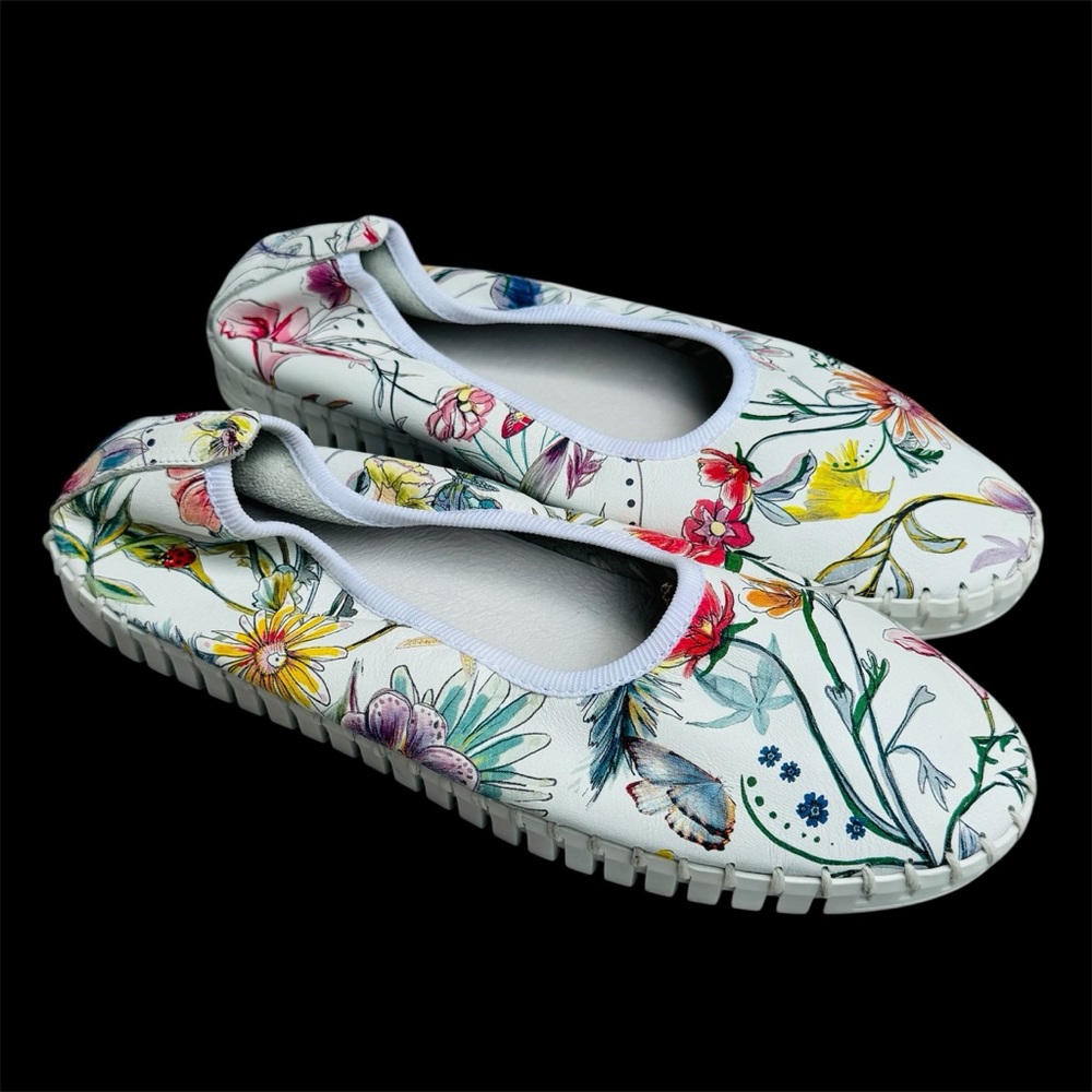 ERIC MICHAEL women's raven slip-on shoes in floral Size 41 9.5-10